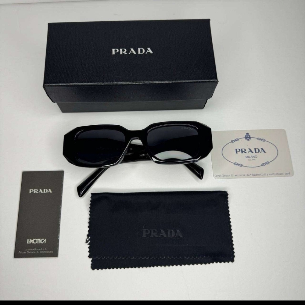 Prada Black Sunglasses Unisex Rectangle
